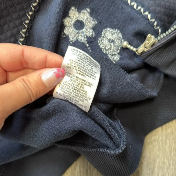 Navy Alfred Dunner Blue Zip Up Sweater with Jewel Detail Size 12 - Picture 4 of 6